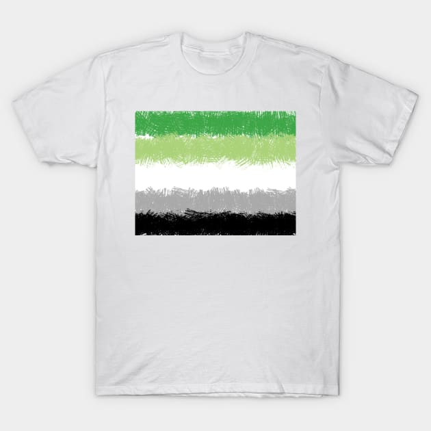 Aromantic Flag Crosshatch Design T-Shirt by PurposelyDesigned